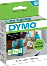 Dymo etiketten LabelWriter 25 x 25 mm, wit, 750 etiketten