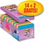 Post-it Super Sticky Z-notes, 90 vel, 76 x 76 mm, doos van 14 + 2 gratis, geassorteerde kleuren